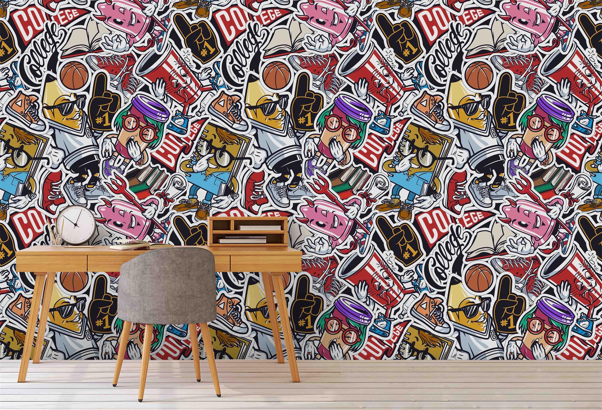 3D Cartoon Pattern Wall Mural Wallpaper A005 LQH- Jess Art Decoration