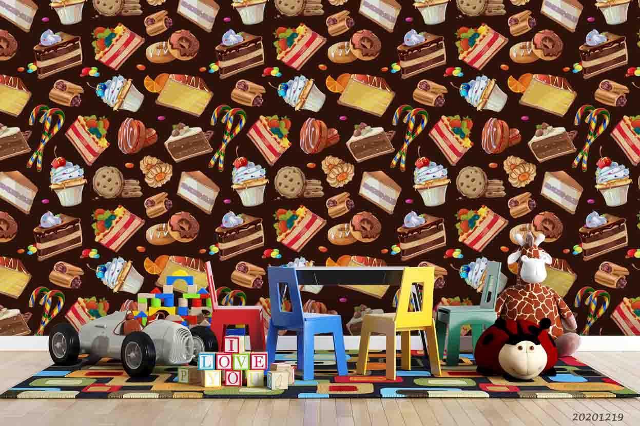 3D Cake Ice Cream Dessert Wall Mural Wallpaper LQH 16- Jess Art Decoration
