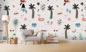3D Cartoon Coconut Tree Wall Mural Wallpaper 57- Jess Art Decoration
