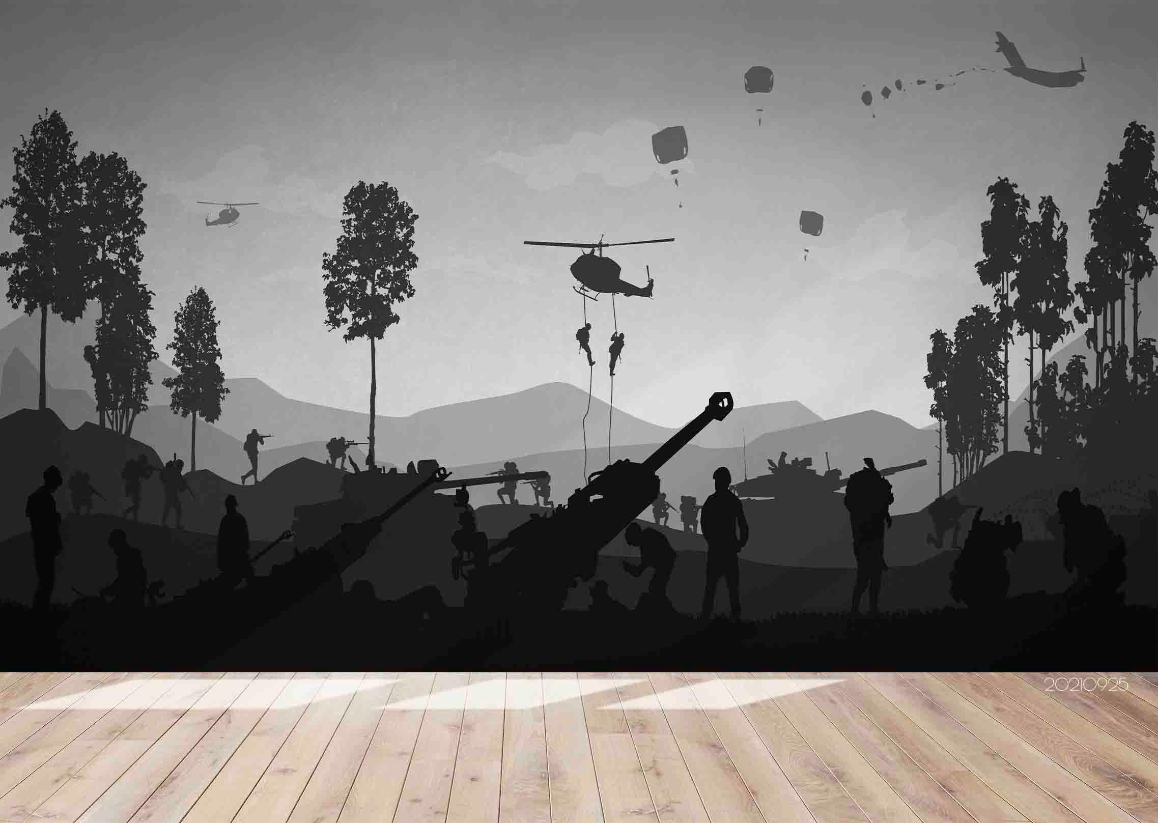 3D Forest Tank War Soldier Wall Mural Wallpaper LQH 192- Jess Art Decoration