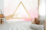 3D Pink Marble Golden Triangle Wall Mural Wallpaper 21- Jess Art Decoration