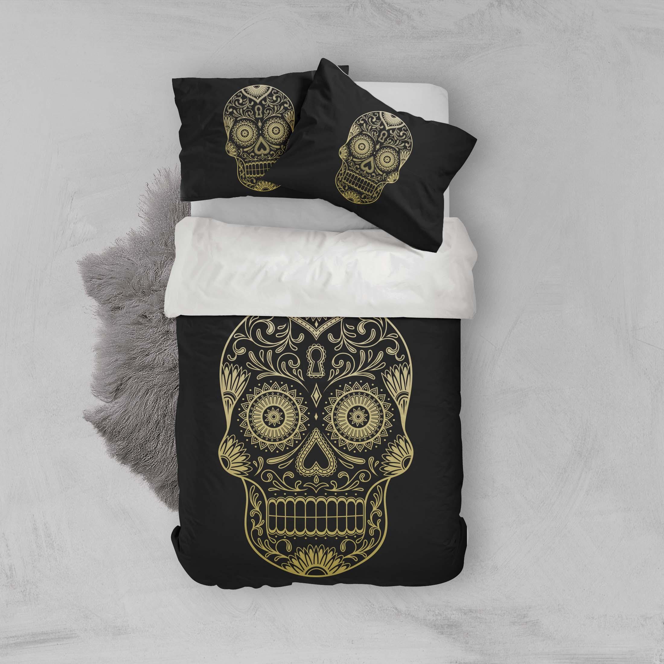 3D Golden Skull Quilt Cover Set Bedding Set Pillowcases 11- Jess Art Decoration