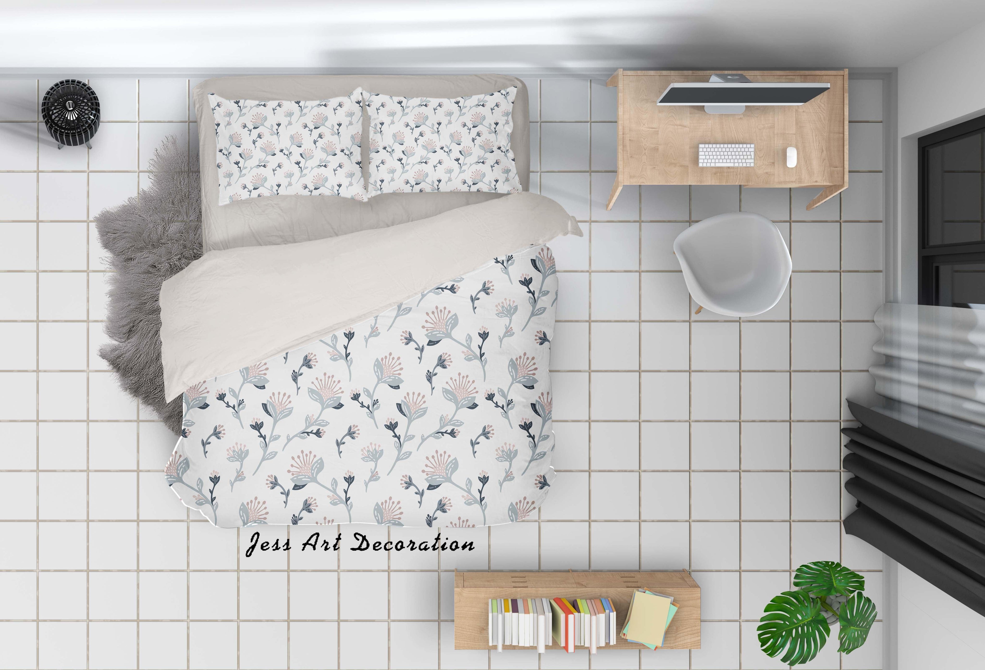 3D White Floral Quilt Cover Set Bedding Set Duvet Cover Pillowcases SF56- Jess Art Decoration