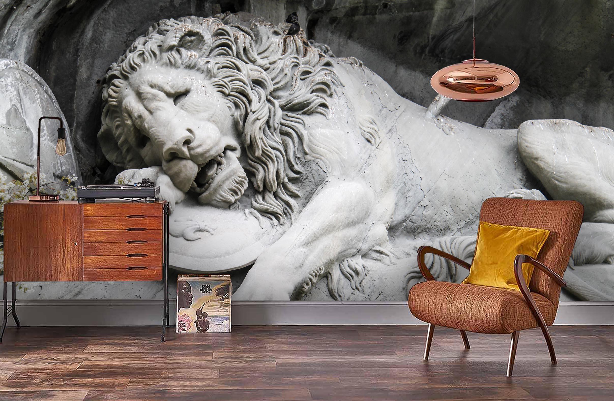 3D Sculpture Lion Wall Mural Wallpaper LQH 91- Jess Art Decoration