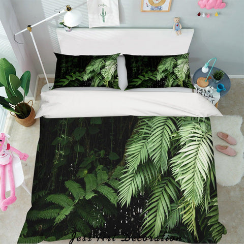3D Tropical Green Leaves Quilt Cover Set Bedding Set Pillowcases 94- Jess Art Decoration