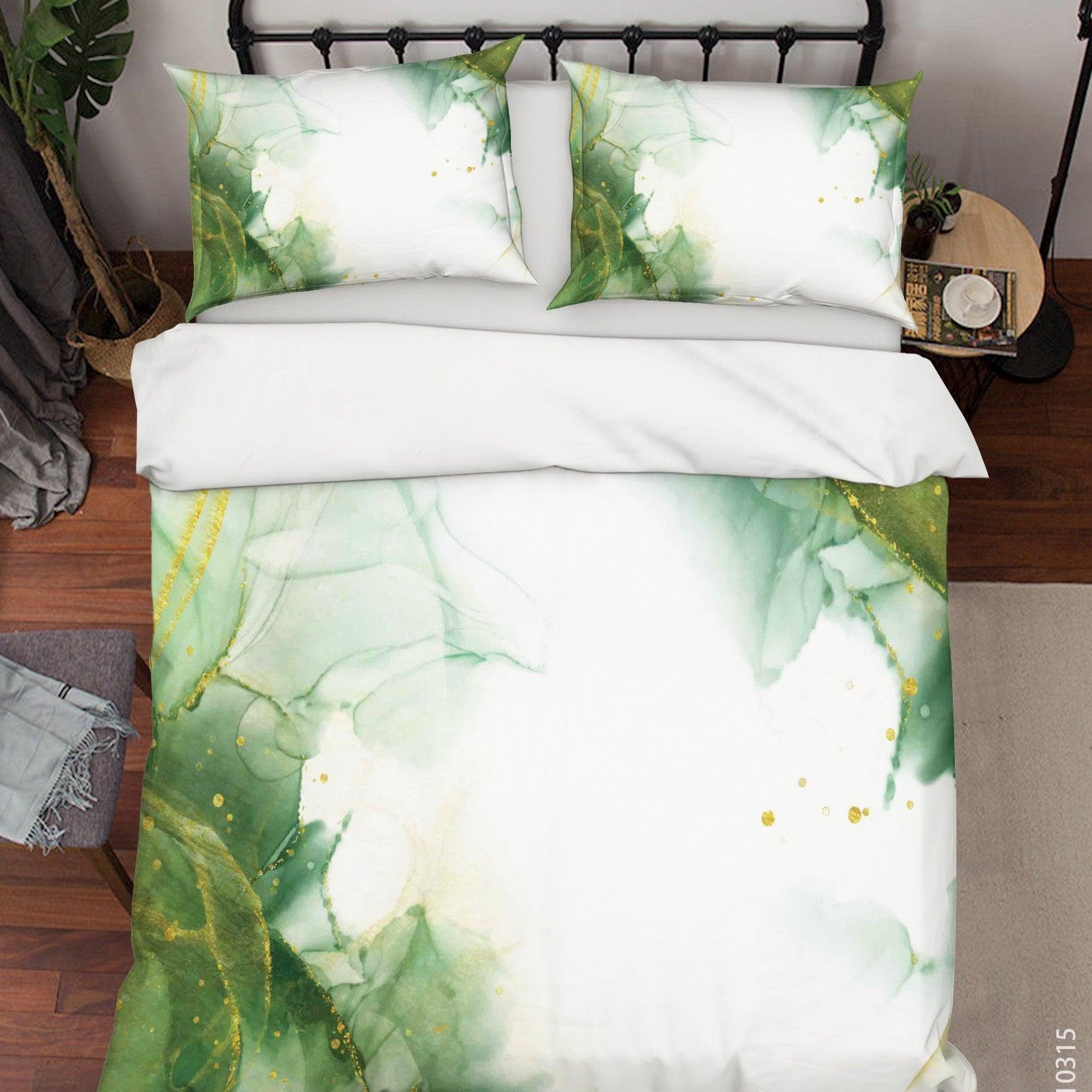 3D Watercolor Green Marble Quilt Cover Set Bedding Set Duvet Cover Pillowcases 87- Jess Art Decoration