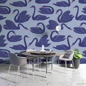 3D Blue Swan Wall Mural Wallpaper SF82- Jess Art Decoration