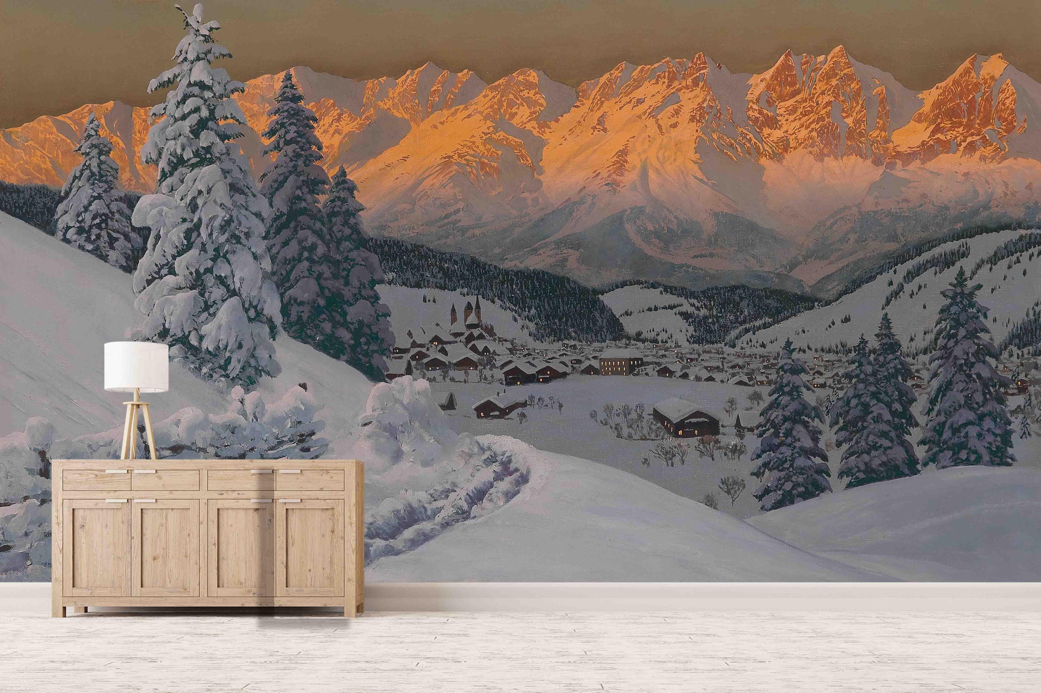 3D Rural Snow Scene Oil Painting  Wall Mural Wallpaper 68- Jess Art Decoration