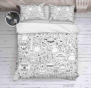 3D Halloween Decoration Doodle Quilt Cover Set Bedding Set Duvet Cover Pillowcases 88- Jess Art Decoration