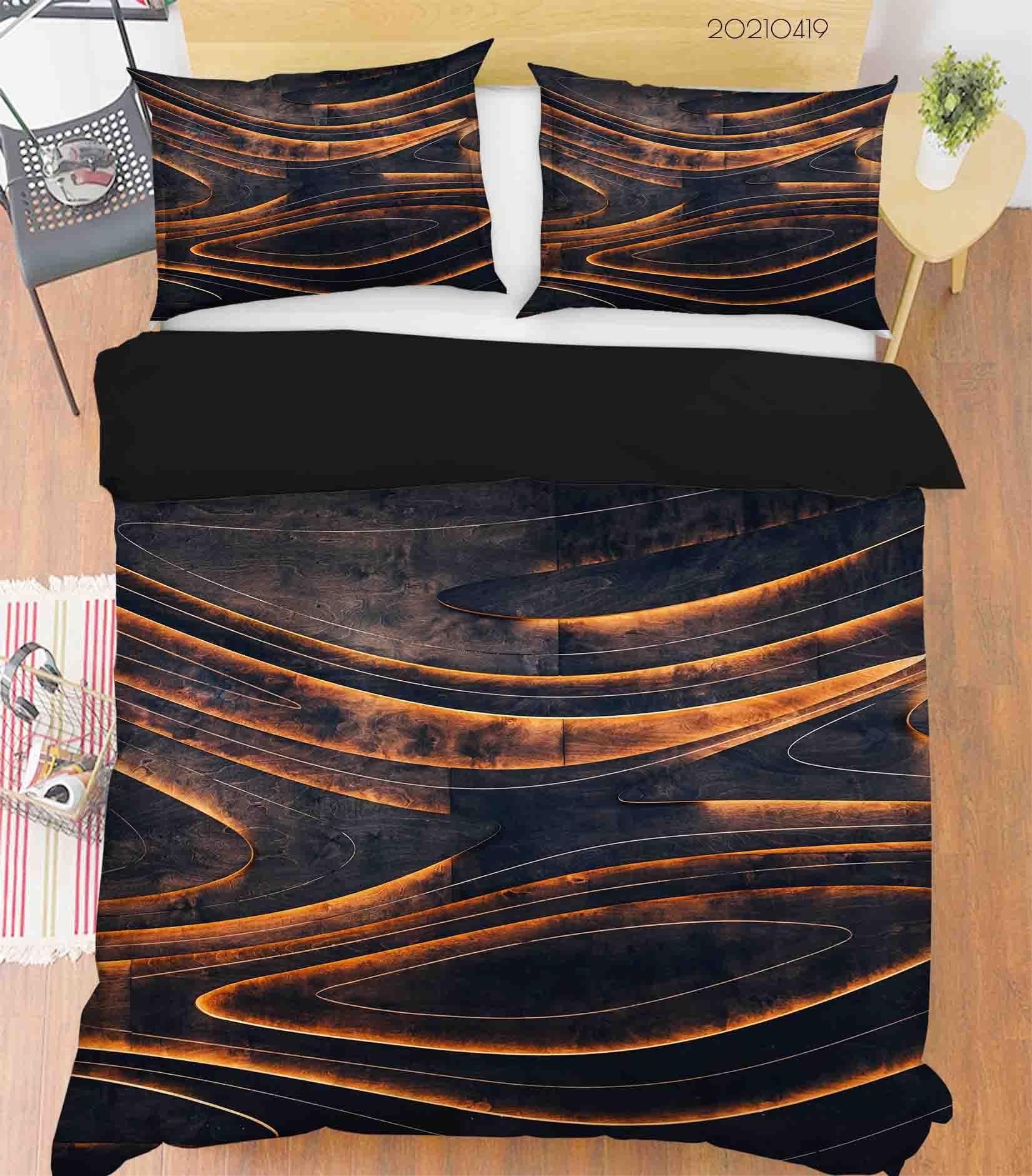 3D Abstract Golden Line Marble Quilt Cover Set Bedding Set Duvet Cover Pillowcases 170- Jess Art Decoration