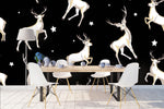 3D White Elk Star Black Background Wall Mural Wallpaper 48- Jess Art Decoration