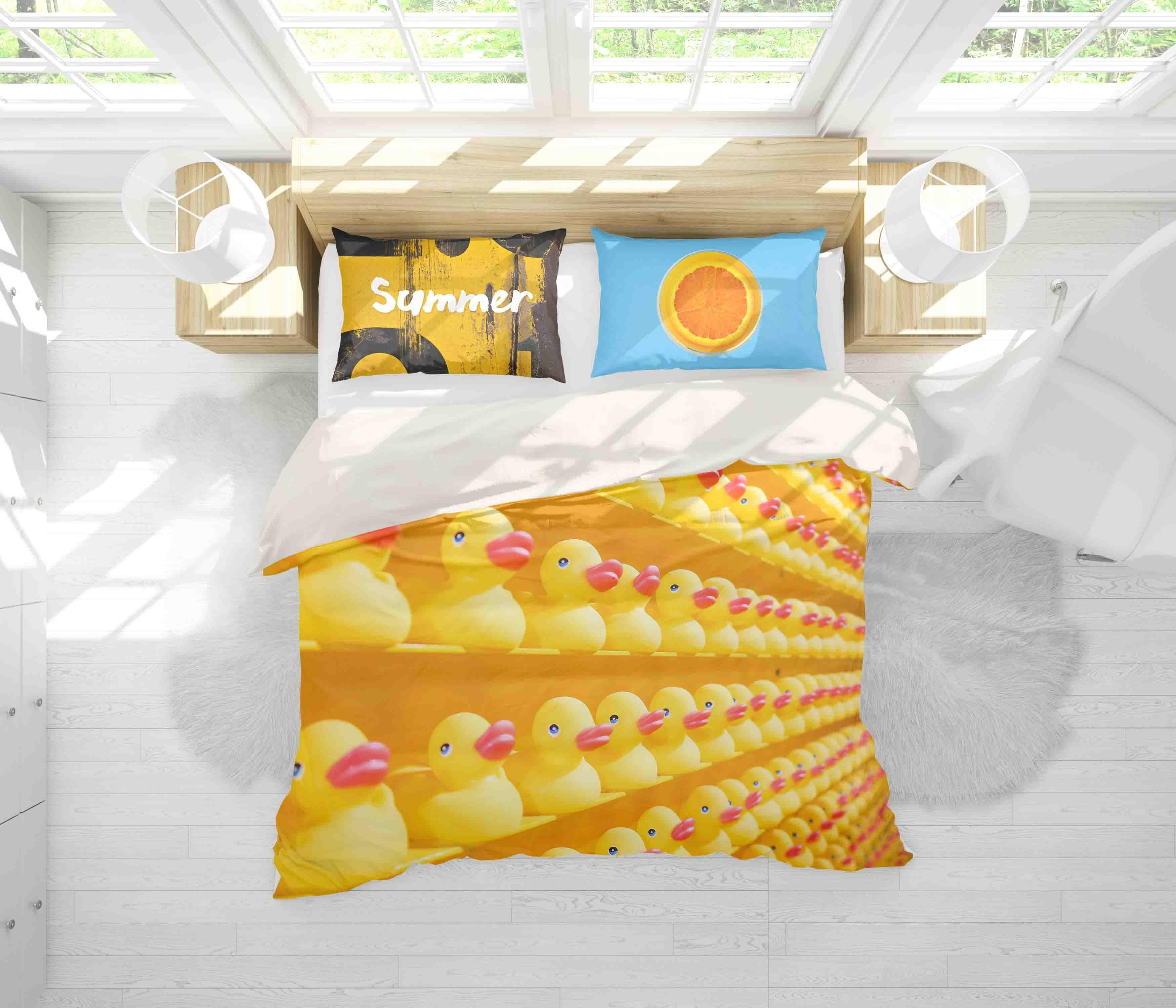 3D Yellow Toy Duck Quilt Cover Set Bedding Set Pillowcases 145- Jess Art Decoration