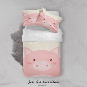 3D Cartoon Cute Animal Pig Quilt Cover Set Bedding Set Duvet Cover Pillowcases WJ 9523- Jess Art Decoration