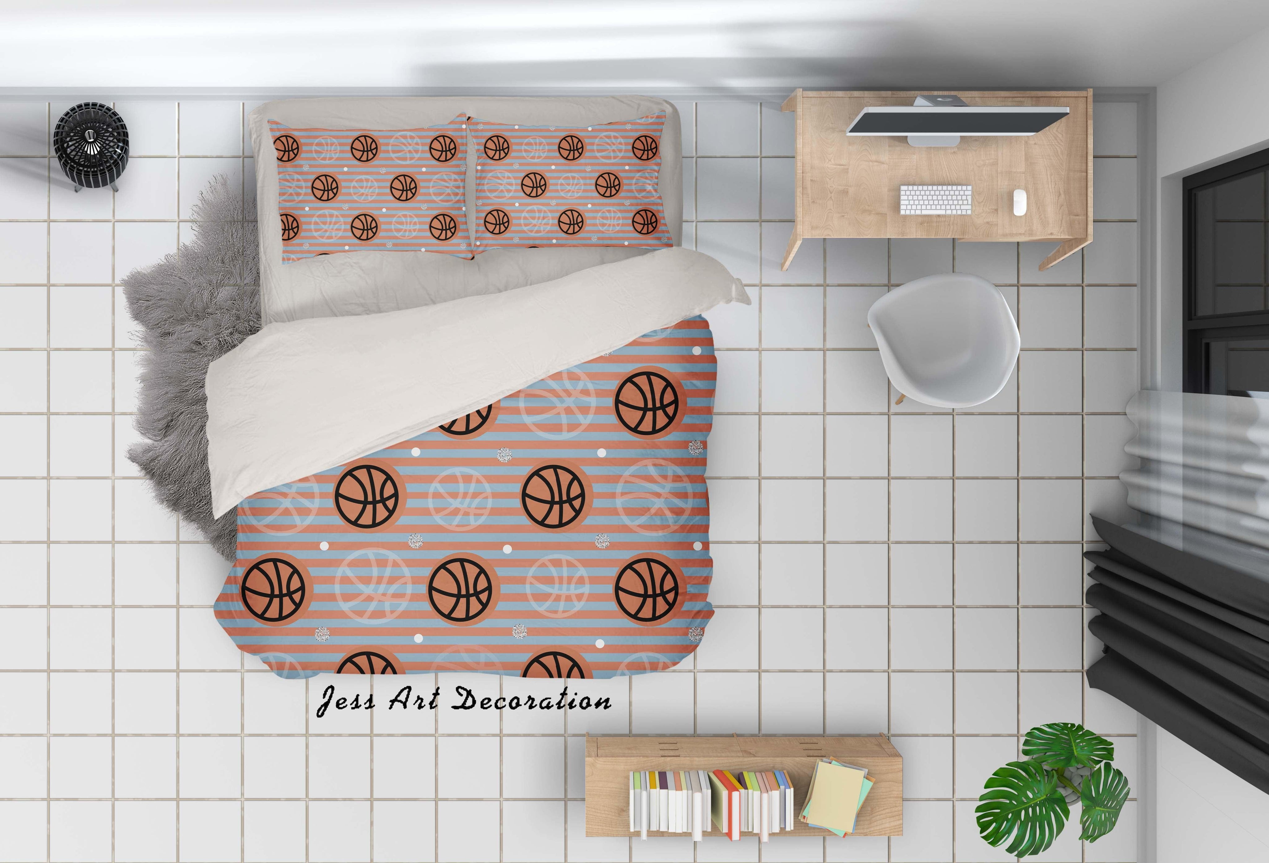 3D Basketball Pattern Quilt Cover Set Bedding Set Duvet Cover Pillowcases WJ 6855- Jess Art Decoration