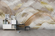 3D Curved Pattern Feathers Triangle Wall Mural Wallpaper SF52- Jess Art Decoration