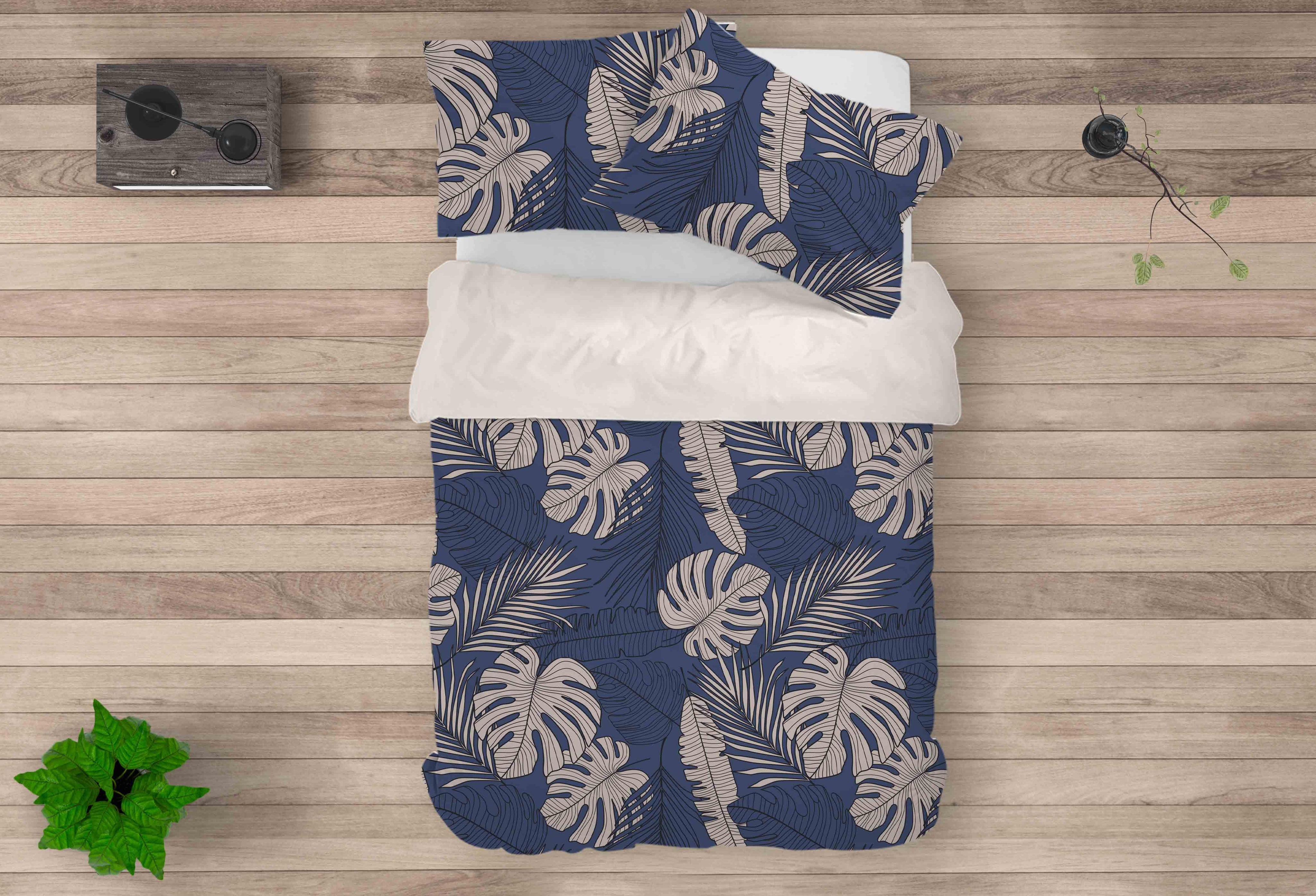 3D Vintage Plant Pattern Blue Quilt Cover Set Bedding Set Duvet Cover Pillowcases LXL- Jess Art Decoration