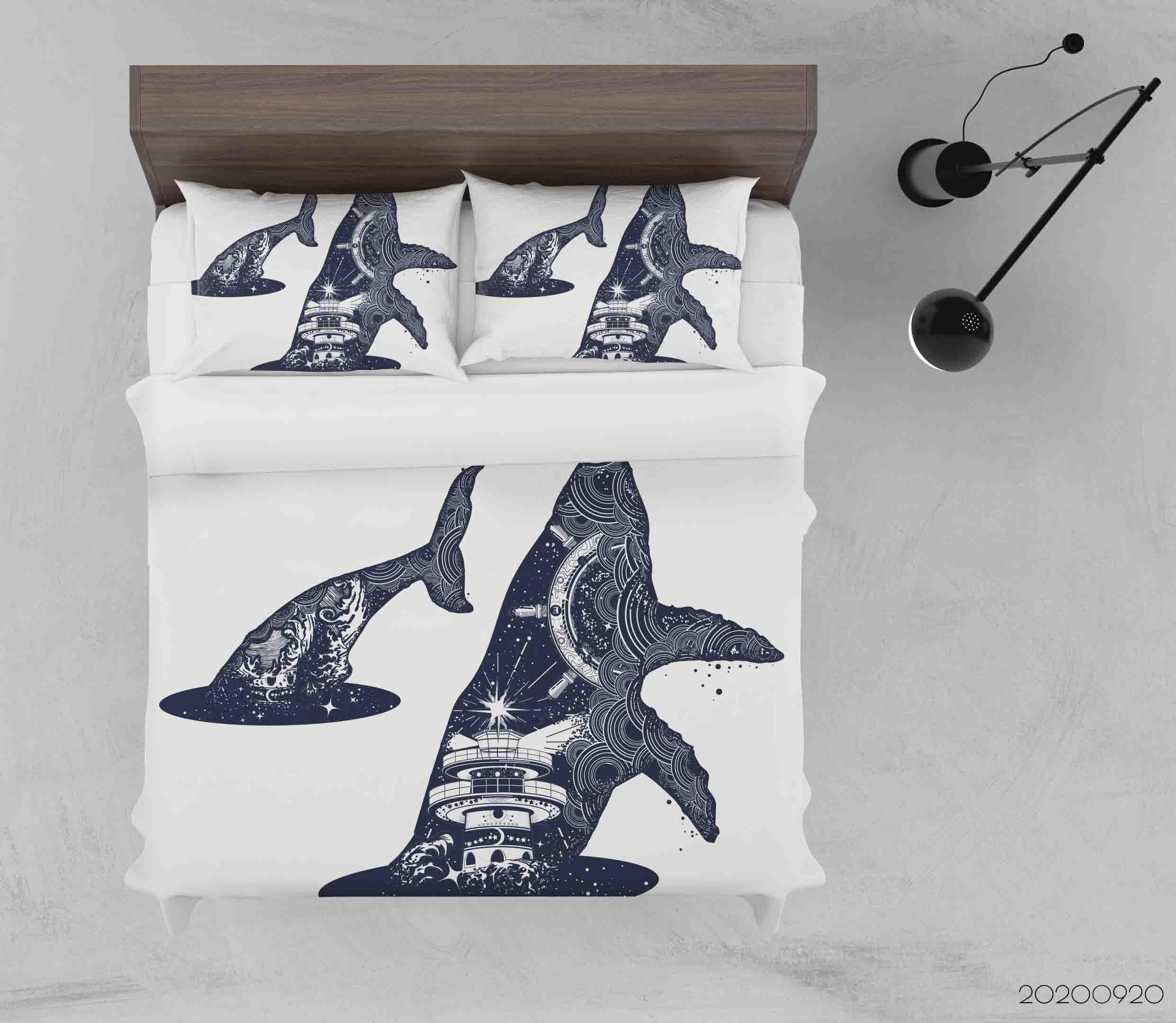3D Whale Surreal Abstract Pattern Quilt Cover Set Bedding Set Duvet Cover Pillowcases WJ 9229- Jess Art Decoration