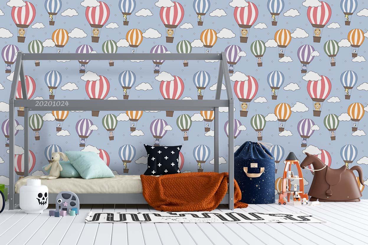3D Hot Air Balloons Watercolor Pattern Wall Mural Wallpaper WJ 6781- Jess Art Decoration