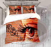 3D Abstract Eye Brick Wall Graffiti Quilt Cover Set Bedding Set Duvet Cover Pillowcases 153- Jess Art Decoration