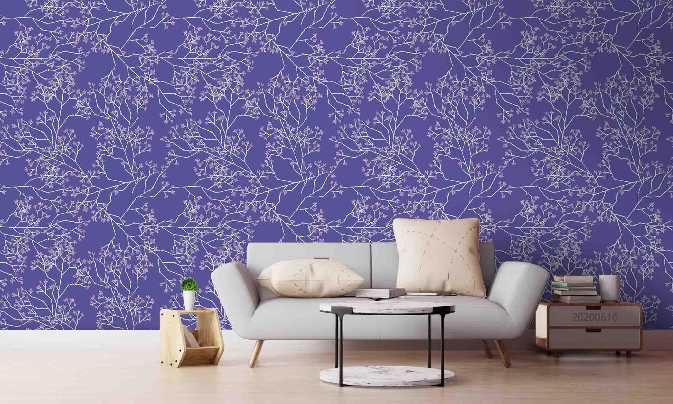 3D Purple Floral Pattern Wall Mural Wallpaper JN 1289- Jess Art Decoration