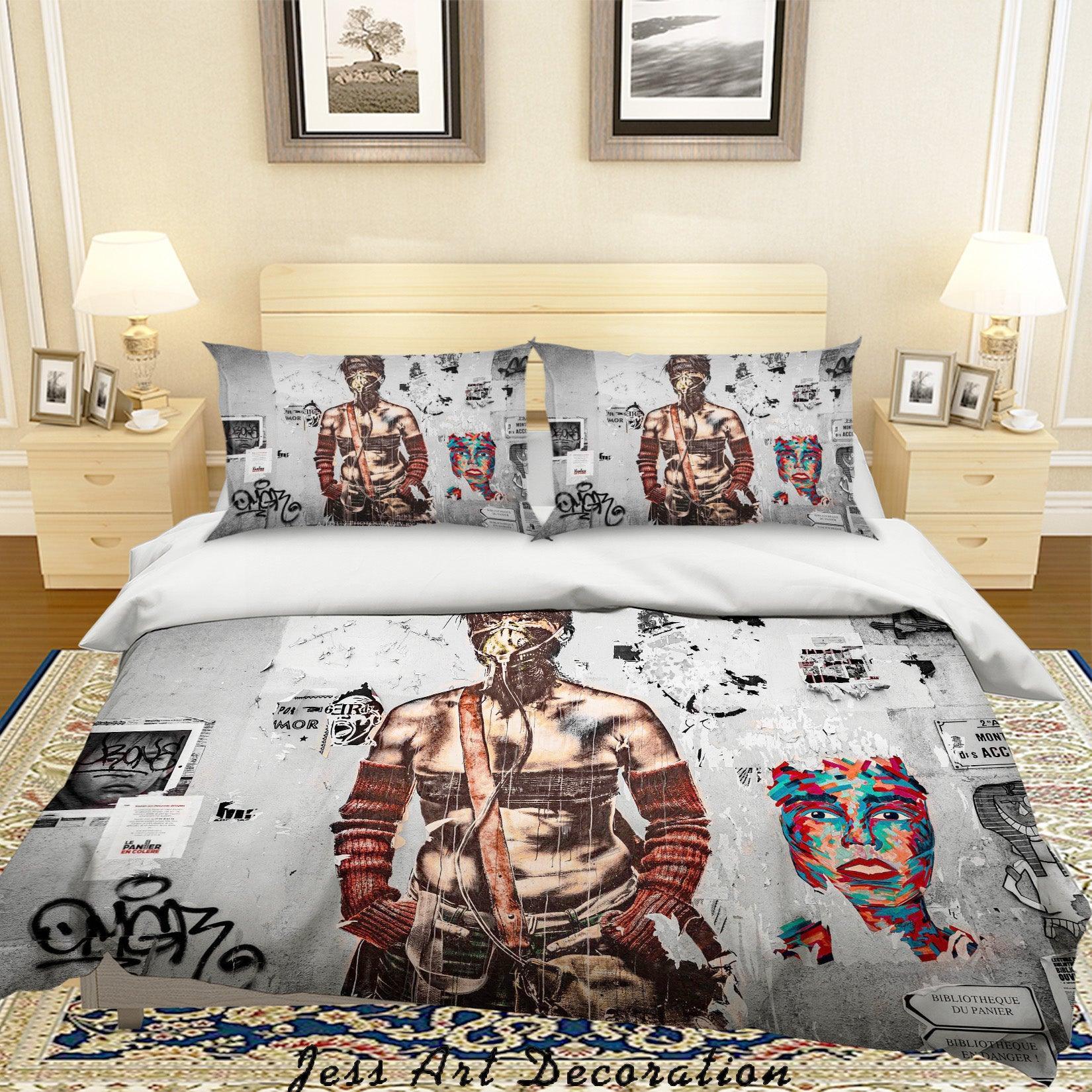 3D Graffiti Figure Quilt Cover Set Bedding Set Duvet Cover Pillowcases LXL- Jess Art Decoration