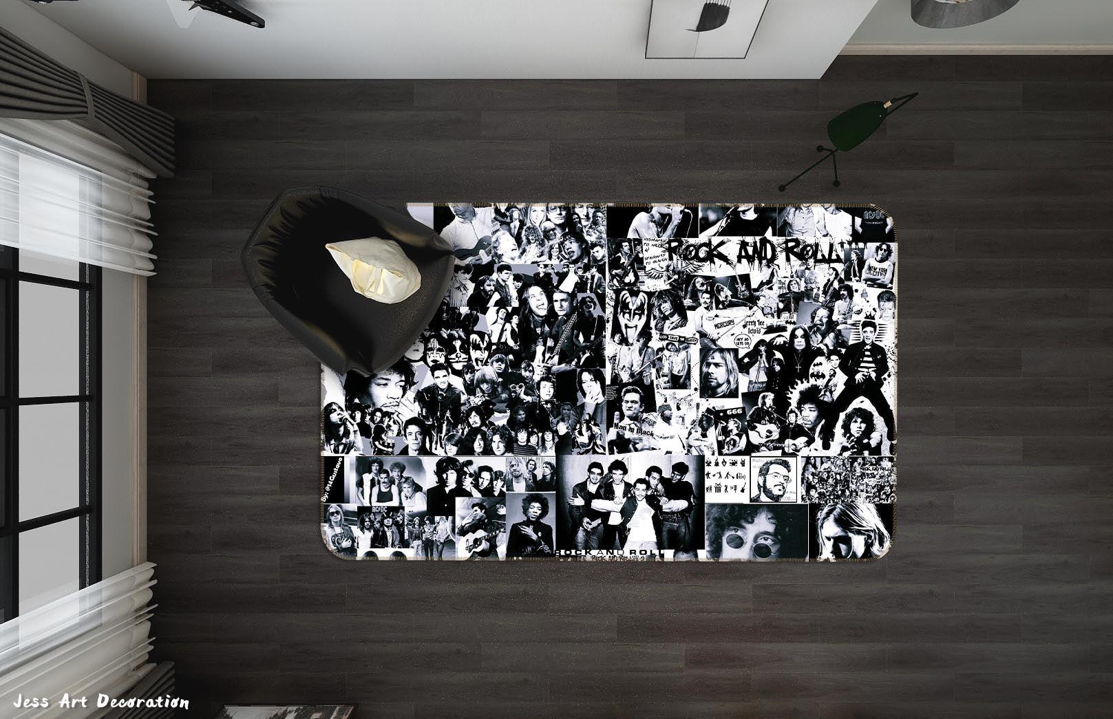 3D Rock Roll Non-Slip Rug Mat 123- Jess Art Decoration