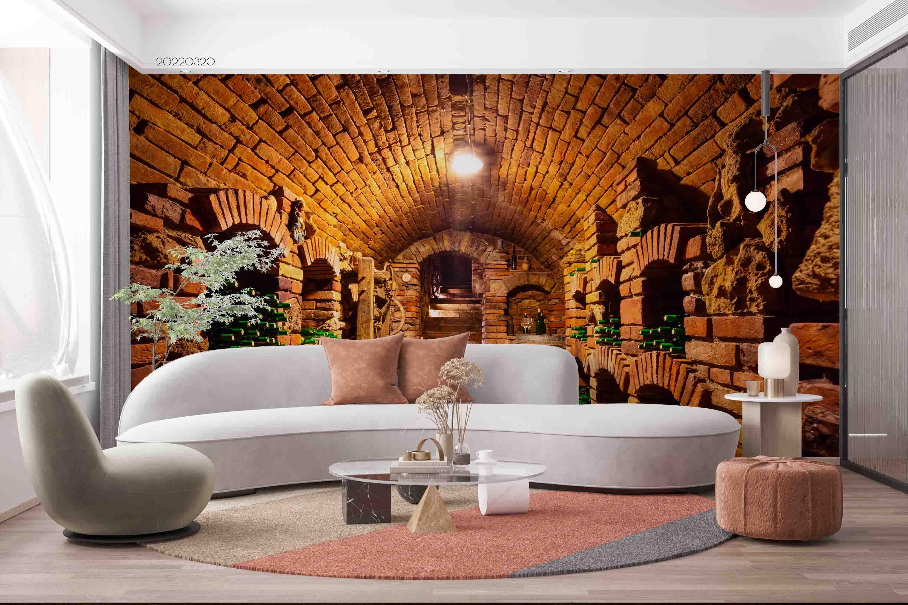 3D Brick Building Wine Bottle Wall Mural Wallpaper GD 3754- Jess Art Decoration