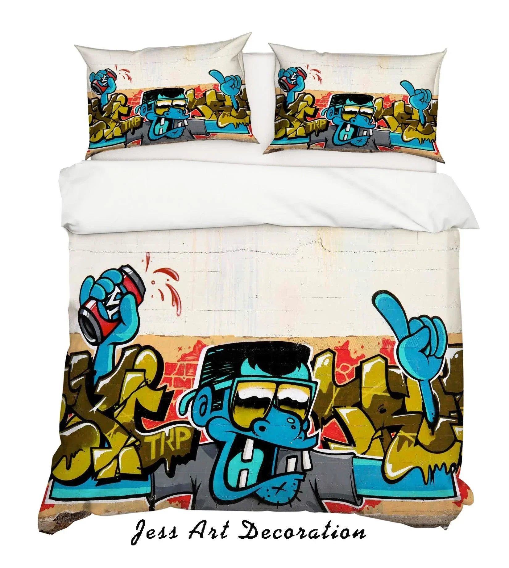 3D Color Graffiti Quilt Cover Set Bedding Set Pillowcasesn 12- Jess Art Decoration