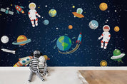 3D Blue Space Astronaut Wall Mural Wallpaper 79- Jess Art Decoration