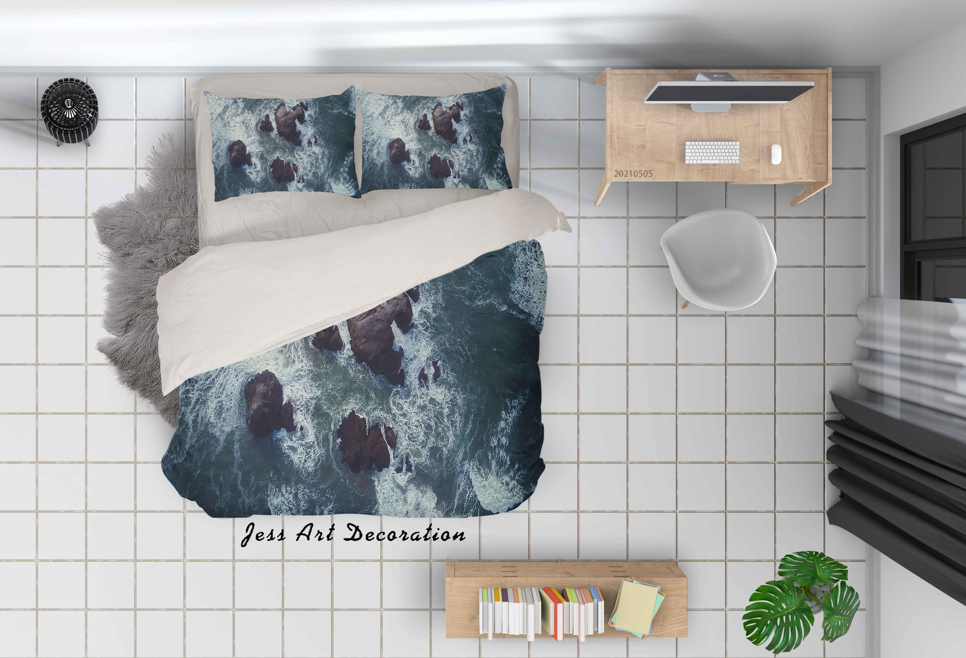 3D Sea Wave Rock Quilt Cover Set Bedding Set Duvet Cover Pillowcases 150- Jess Art Decoration