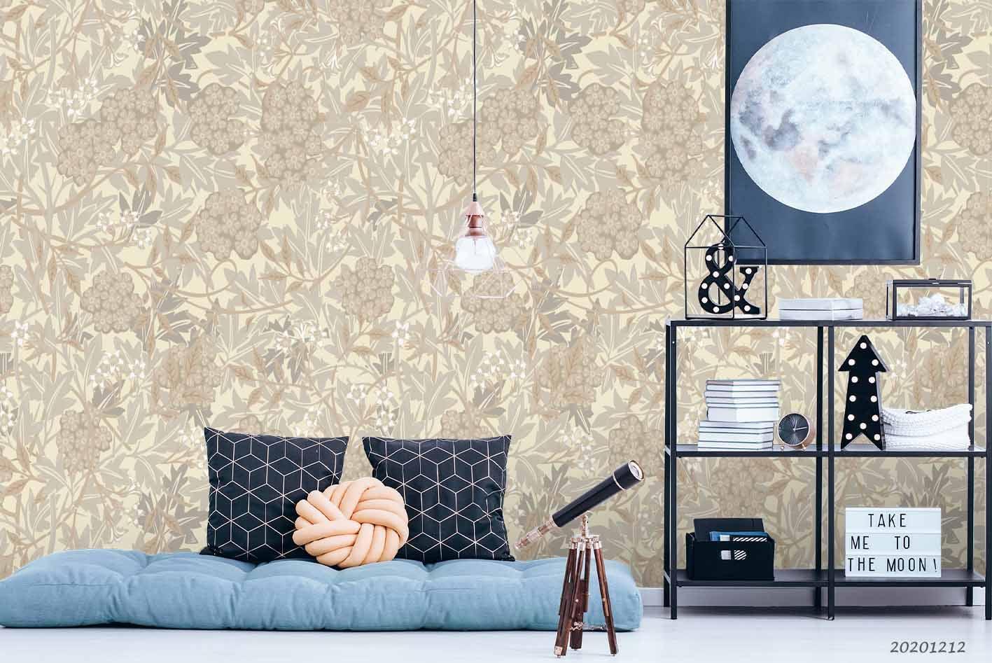 3D Hand Drawn Elegant Floral Leaves Plant Background Wall Mural Wallpaper LXL- Jess Art Decoration