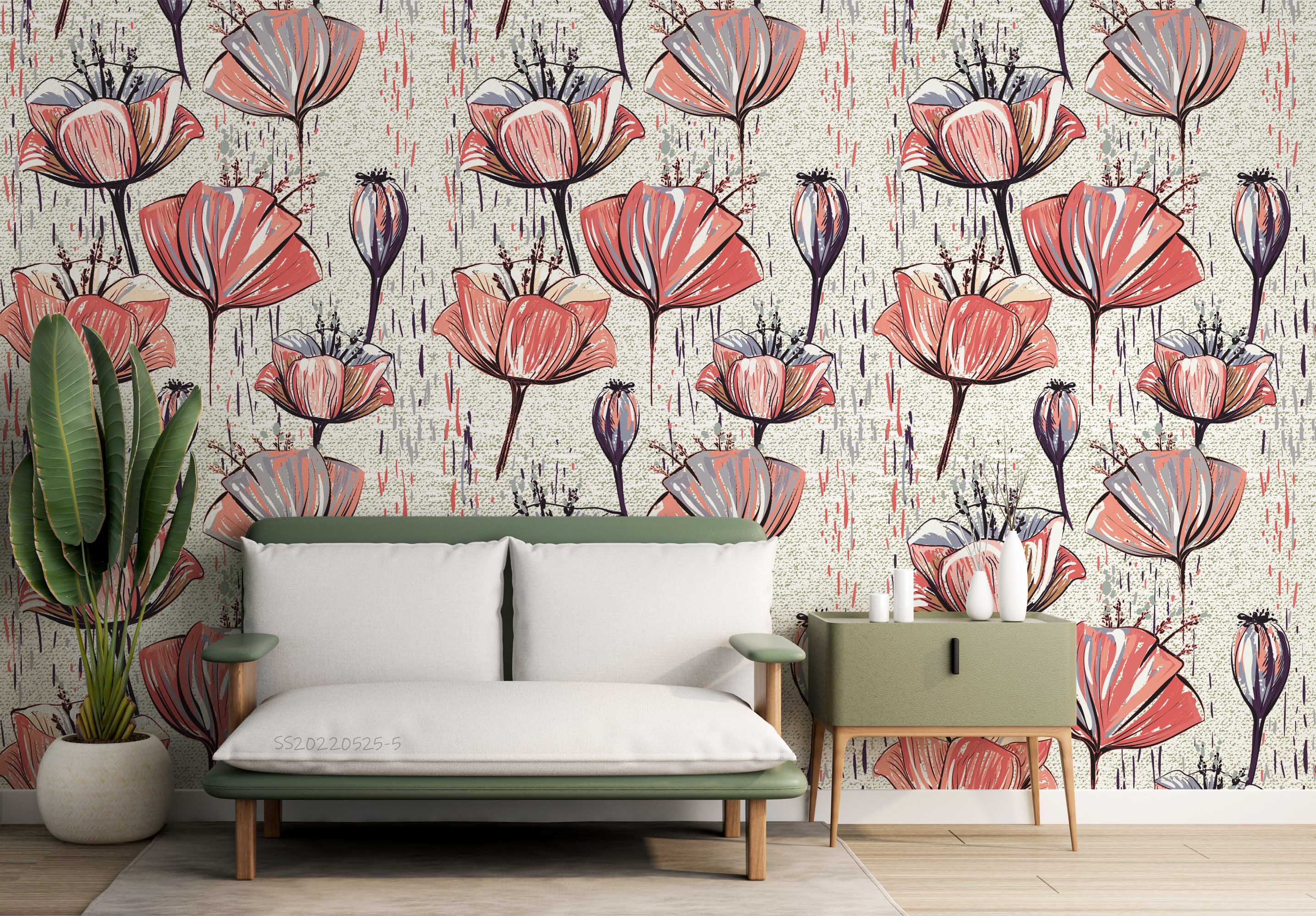 3D Vintage Floral Pattern Wall Mural Wallpaper GD 990- Jess Art Decoration