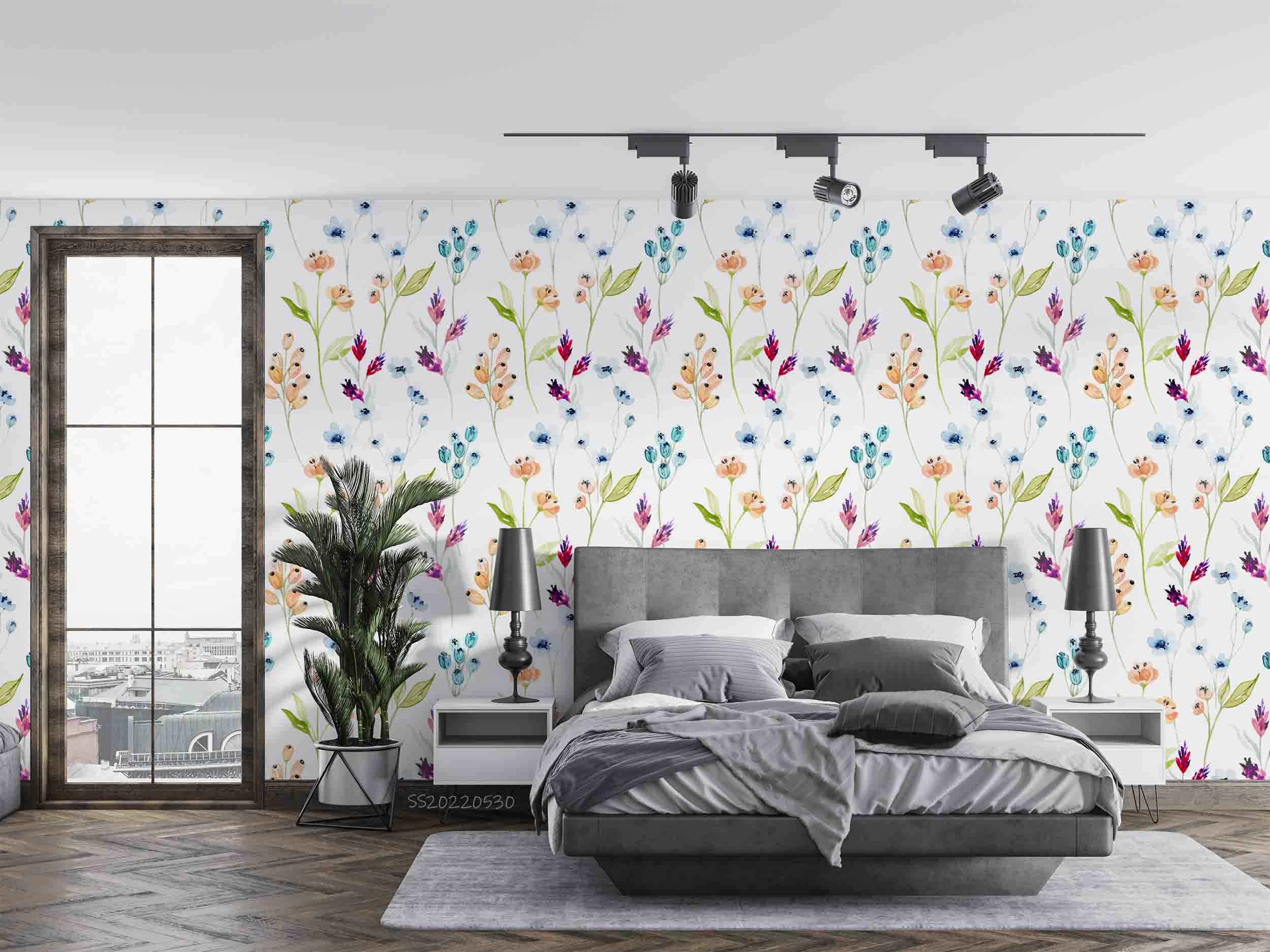 3D Fresh Plant Leaf Floral Fruit White Background Wall Mural Wallpaper GD 71- Jess Art Decoration