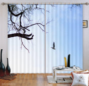 3D Branch Bird Blue Sky Scenery Curtains and Drapes GD 2565- Jess Art Decoration