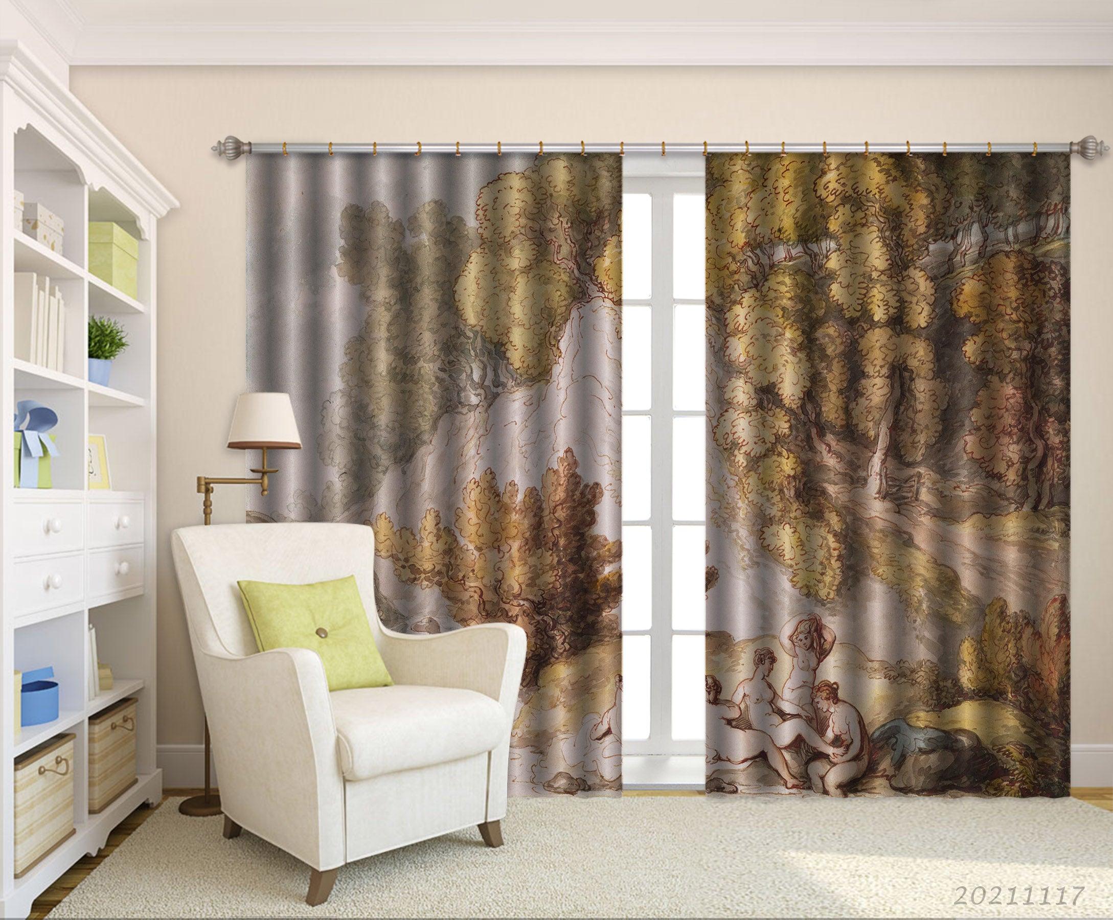 3D Nature Landscape Oil Painting Curtains and Drapes LQH 50- Jess Art Decoration