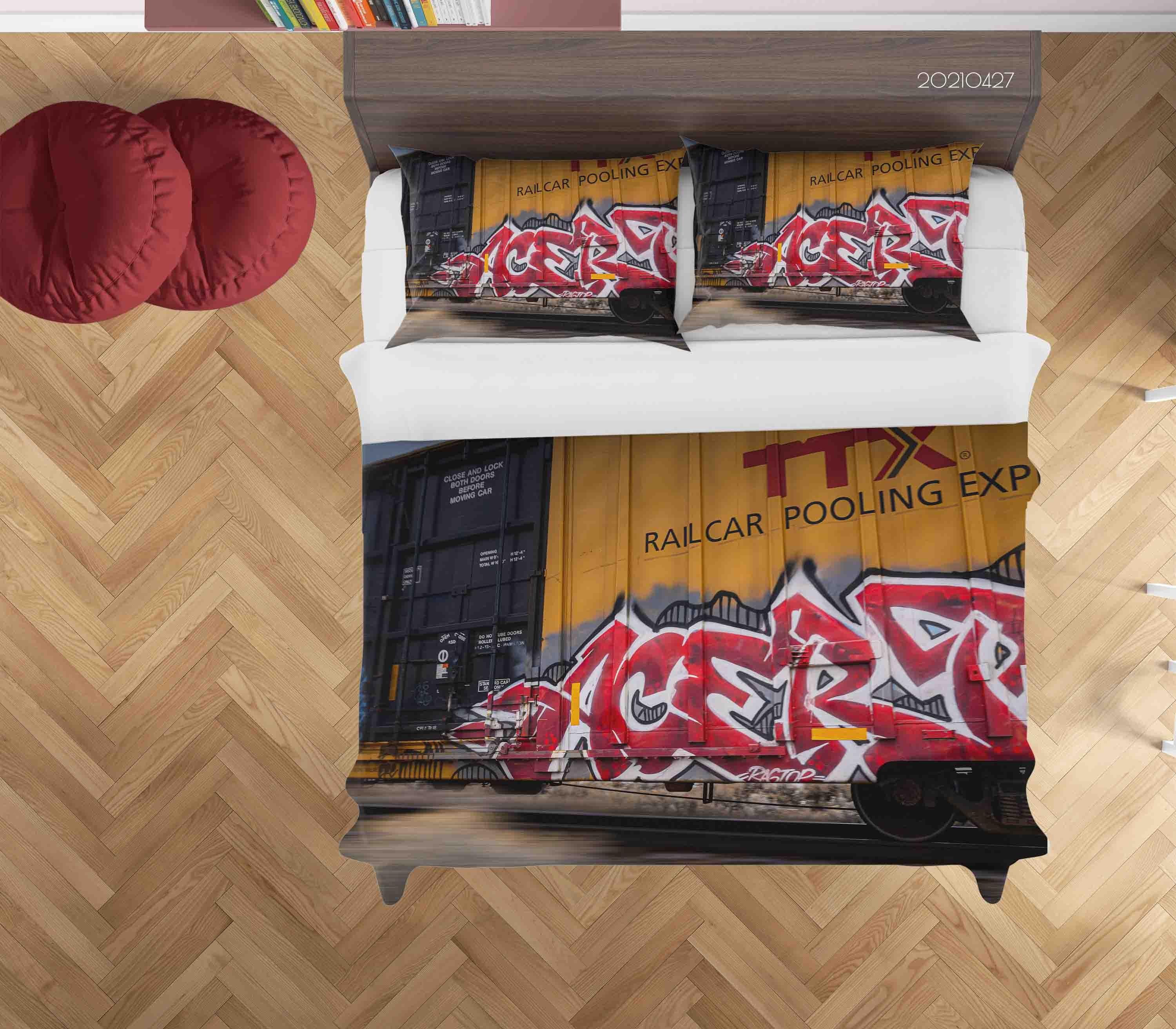 3D Abstract Art Street Graffiti Quilt Cover Set Bedding Set Duvet Cover Pillowcases 88- Jess Art Decoration
