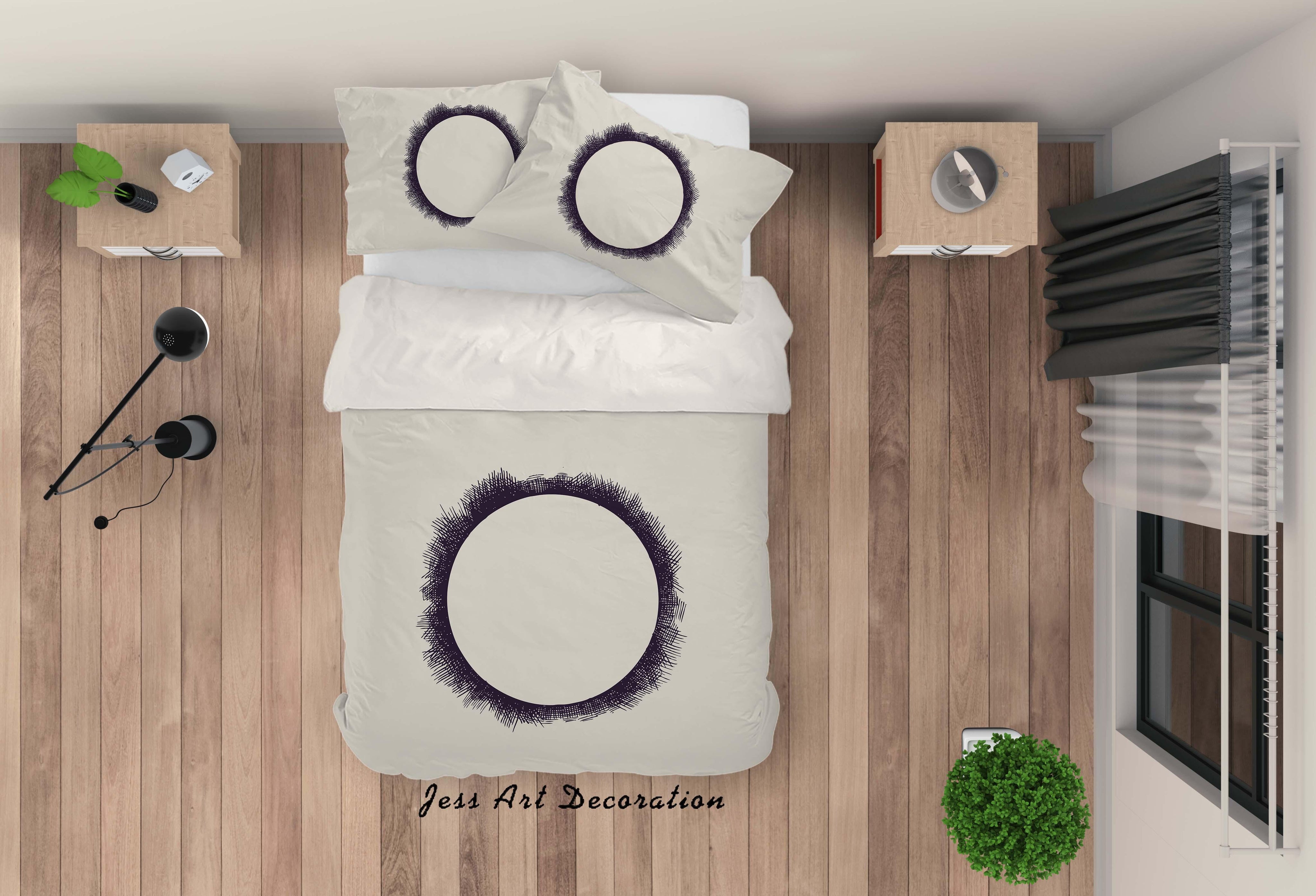 3D White Circle Quilt Cover Set Bedding Set Pillowcases 33- Jess Art Decoration