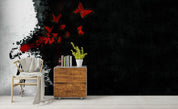 3D Black White Banksy Suicide Red Blood Butterfly Wall Mural Wallpaper ZY D121- Jess Art Decoration