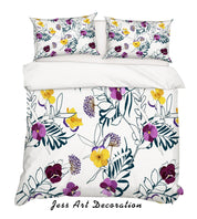 3D White Purple Yellow Floral Quilt Cover Set Bedding Set Pillowcases SF39- Jess Art Decoration