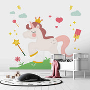3D Cartoon Crown Unicorn Wall Mural Wallpaper LXL 195- Jess Art Decoration