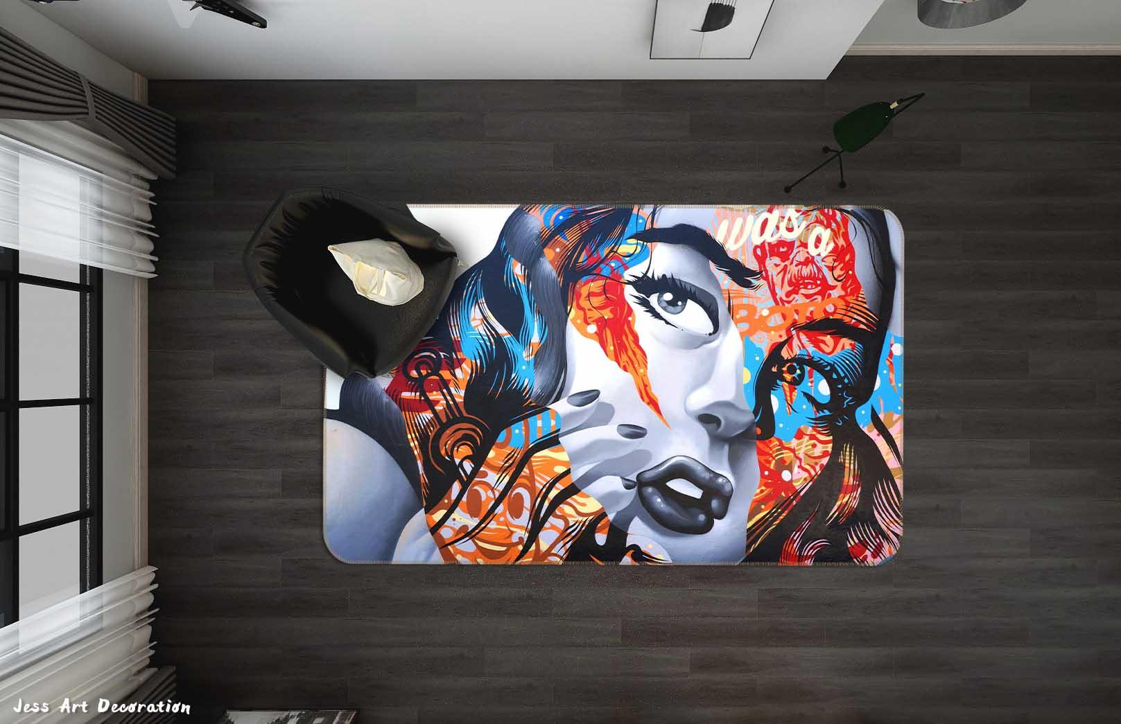 3D Art Graffiti Girl Non-Slip Rug Mat A426 LQH- Jess Art Decoration