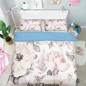 3D Pink Flowers Watercolor Quilt Cover Set Bedding Set Pillowcases  171- Jess Art Decoration