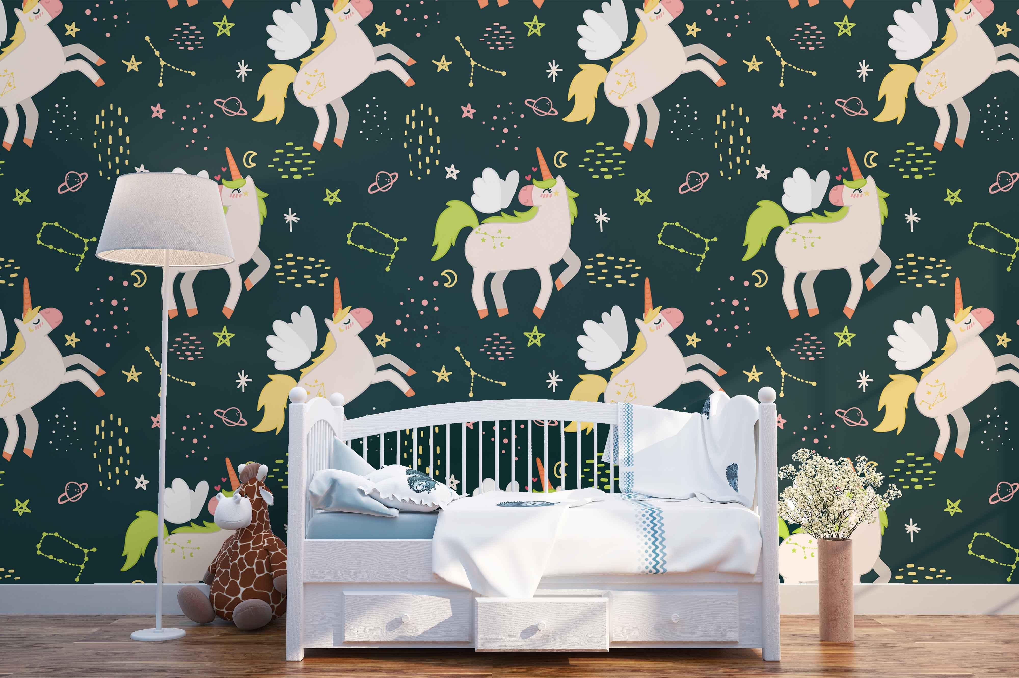 3D green unicorn wall mural wallpaper 77- Jess Art Decoration