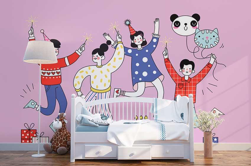 3D Cartoon Boy Girl Wall Mural Wallpaper 85- Jess Art Decoration