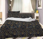 3D Geometric Pattern Gold Thread Quilt Cover Set Bedding Set Pillowcases 87- Jess Art Decoration