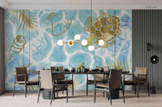 3D Watercolor Blue Ocean Turtle Wall Mural Wallpaper LQH 47- Jess Art Decoration