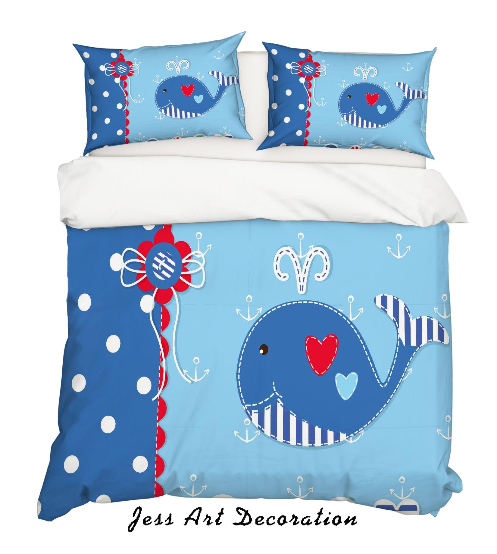 3D Cartoon Dolphin Blue Quilt Cover Set Bedding Set Pillowcases 159- Jess Art Decoration