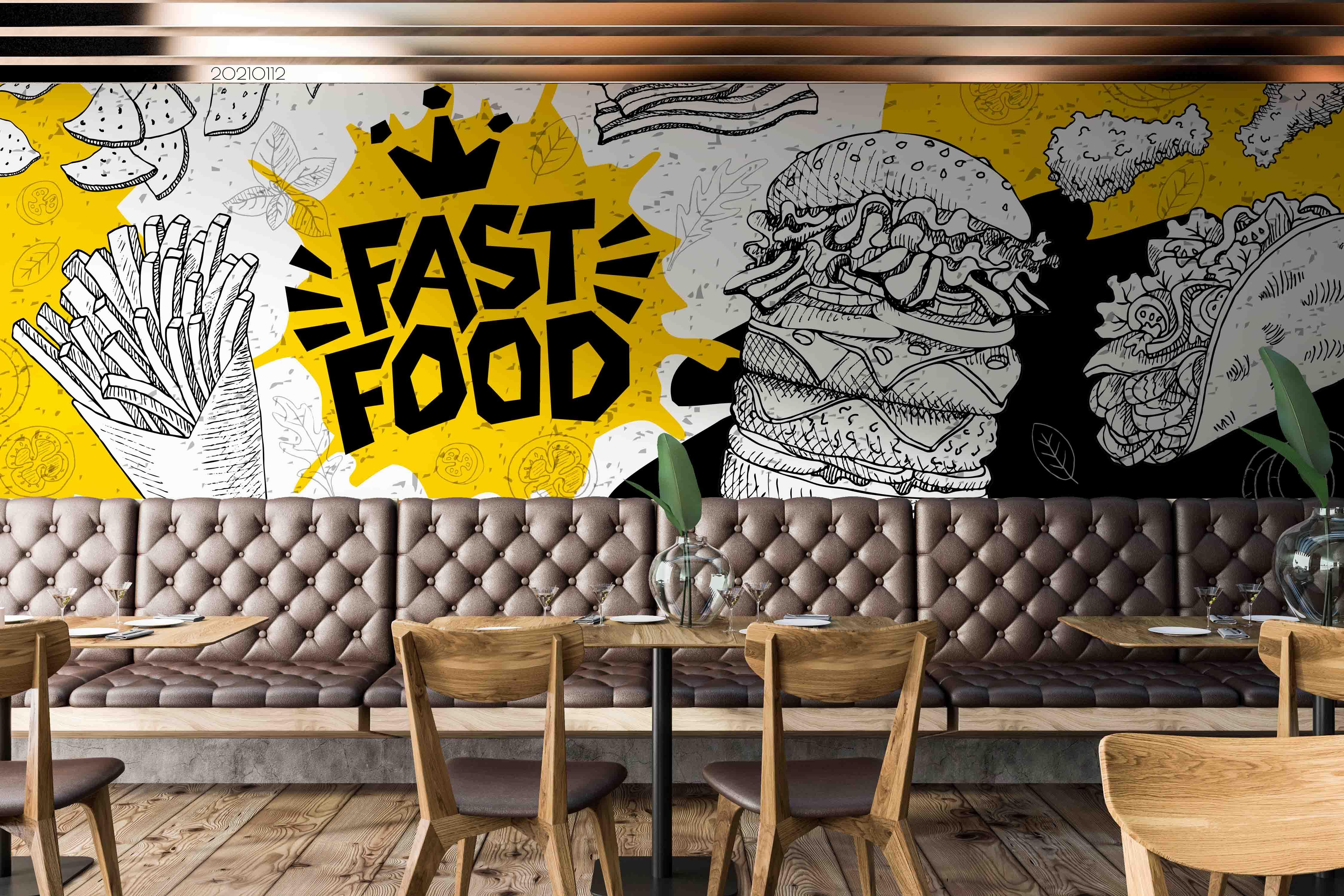 fast food restaurant wall design