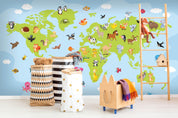 3D Green World Map Wall Mural Wallpaper 63- Jess Art Decoration