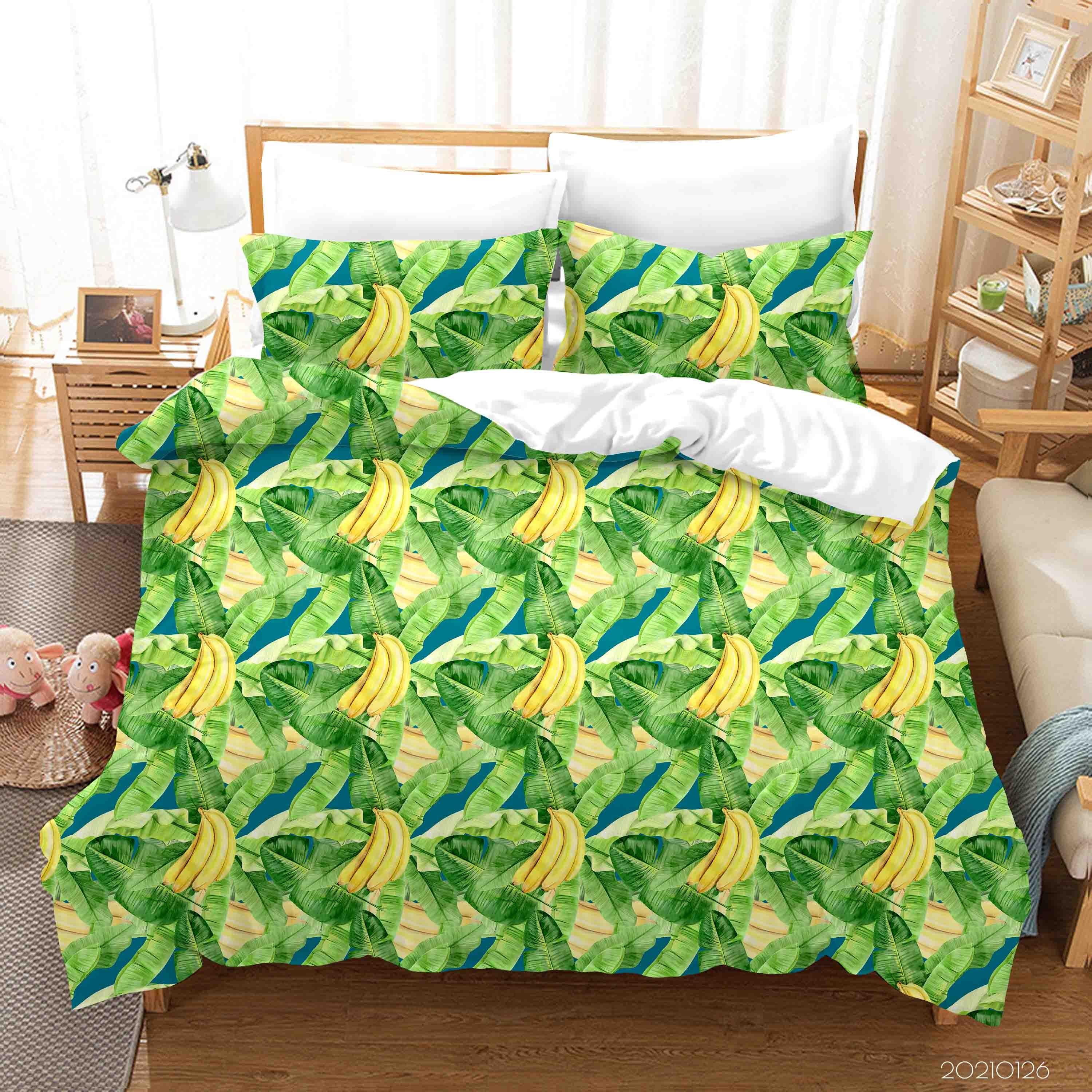 3D Tropical Banana Leaf Quilt Cover Set Bedding Set Duvet Cover Pillowcases 85- Jess Art Decoration